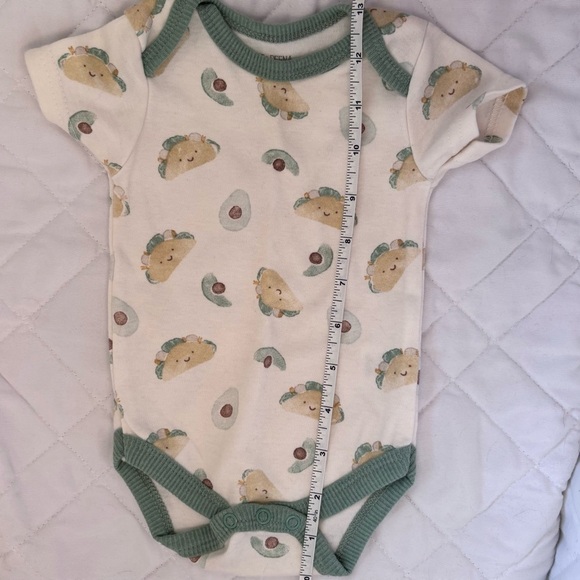 ⭒ 3-6M Kyle & Deena New York Avocado Taco Bodysuit Pastel Unisex Green Trim ⭒ - Picture 7 of 8